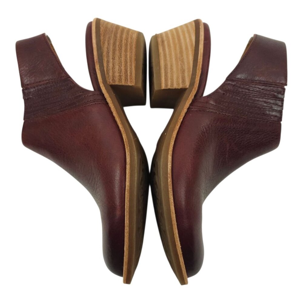 Sofft Arabia Slingback Bootie Women 6M Port Leather Maroon Side Zip Stacked Heel - Picture 6 of 16